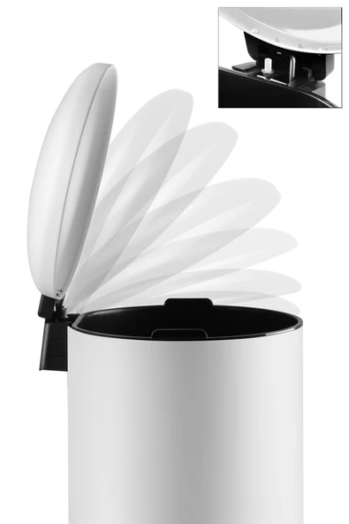 Bombe Kapaklı Çöp Kovası 30 LT Mat Beyaz - İç Kısım Siyah - Resim 5