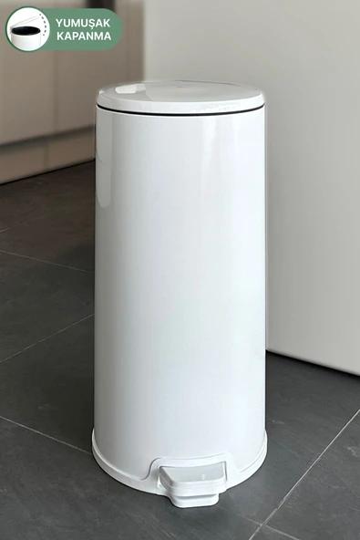 Cigo Pedallı Mutfak Banyo Çöp Kovası 20 Lt Beyaz-iç Kısım Siyah ürün görseli