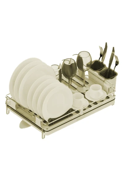 Primanova Candia Dekoratif Bej Bulaşıklık Tezgah Üzeri Bulaşık Sepeti - 4