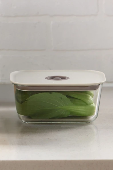 Fika Clık Dikdörtgen Saklama Kabı 800Ml Bej