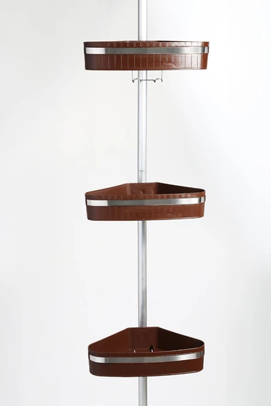 Fına Banyo Köşe Rafı Paslanmaz Aluminyum Borular Kahverengi - 3