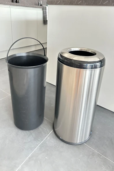 Lima 36 Lt Ağzı Açık Banyo Mutfak Ofis Çöp Kovası Siyah - Resim 2