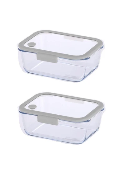 Fika Glace Gri Vakumlu 2 Parça Saklama Kabı 1200 ML