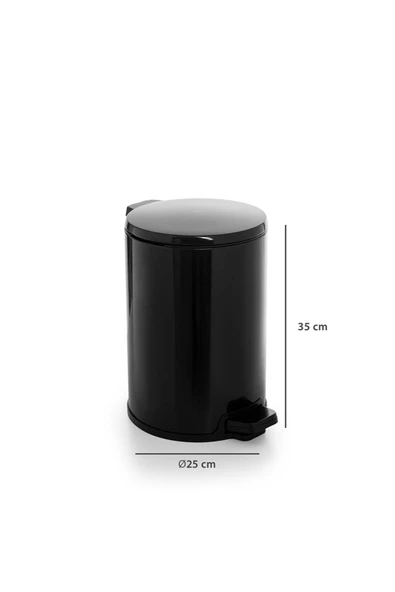 Cigo Pedallı Banyo Mutfak Ofis Çöp Kovası 12 Lt Siyah Iç Kisim Siyah - Resim 5