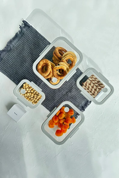 Fika Glace Vakumlu Cam Saklama Kabı 1200 ml Gri - 8