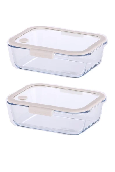 Fika Glace Bej Vakumlu 2 Parça Saklama Kabı 1900 ML