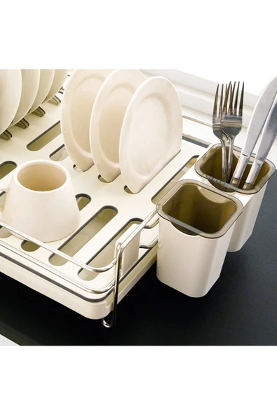 Primanova Candia Dekoratif Bej Bulaşıklık Tezgah Üzeri Bulaşık Sepeti - 2