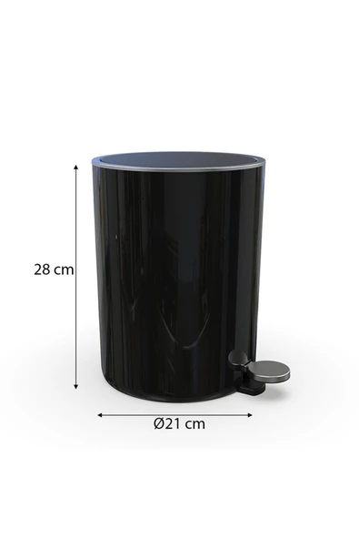 Lenox 5 Lt Pedallı Banyo Mutfak Ofis Çöp Kovası Siyah - Resim 7