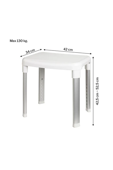 Cappadocıa Paslanmaz Aluminyum Geniş Yüzeyli Banyo Taburesi 130 Kg Taşıma Kapasitesi - 5