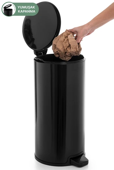 Cigo Pedallı Banyo Mutfak Ofis Çöp Kovası 20 Lt Siyah-ıç Kisim Siyah - 6