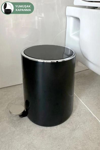 Lenox 5 Lt Pedallı Banyo Mutfak Ofis Çöp Kovası Siyah - Resim 6
