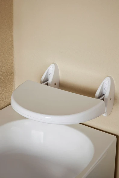 Duvara Monte Yaşlı Ve Engelli Destek Banyo Kuvet Oturağı Beyaz