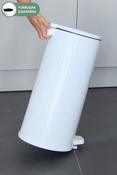 Cigo Pedallı Mutfak Banyo Çöp Kovası 20 Lt Beyaz-iç Kısım Siyah - Resim 5