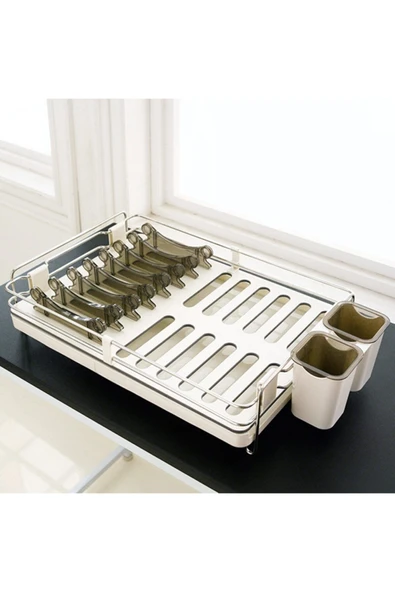 Primanova Candia Dekoratif Bej Bulaşıklık Tezgah Üzeri Bulaşık Sepeti - 6