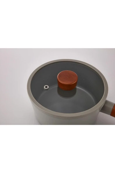 D-neof218 Fika Cam Kapaklı Alüminyum Döküm Sos Tenceresi 18 Cm - Resim 2