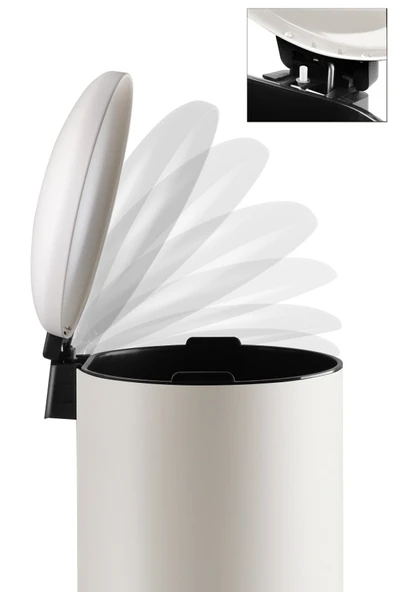 Paslanmaz Çelik Bombe Kapaklı Çöp Kovası 40 Litre Mat Bej - Resim 5