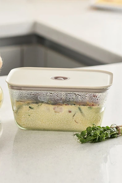 Fika Clık Dikdörtgen Saklama Kabı 2600Ml Bej