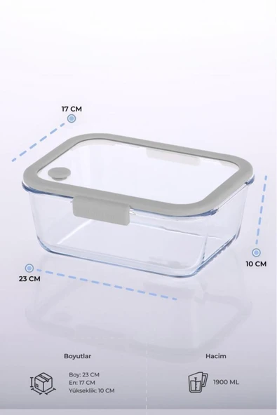 Fika Glace Gri Vakumlu 2 Parça Saklama Kabı 1200 ML - 2