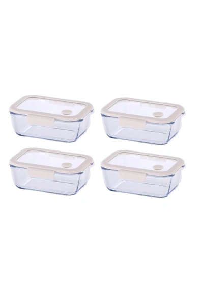 Fika Glace Bej Vakumlu 4 Parça Saklama Kabı 800 ML