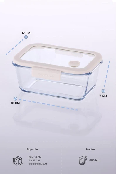 Fika Glace Bej Vakumlu 4 Parça Saklama Kabı 800 ML - 2