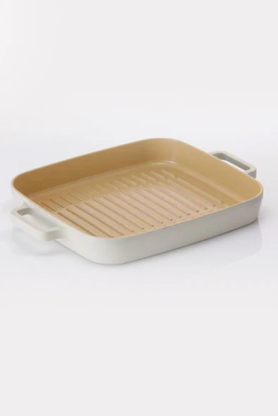 Fika Dikdörtgen Aluminyum Grill Tava 28cm, Bej - 5