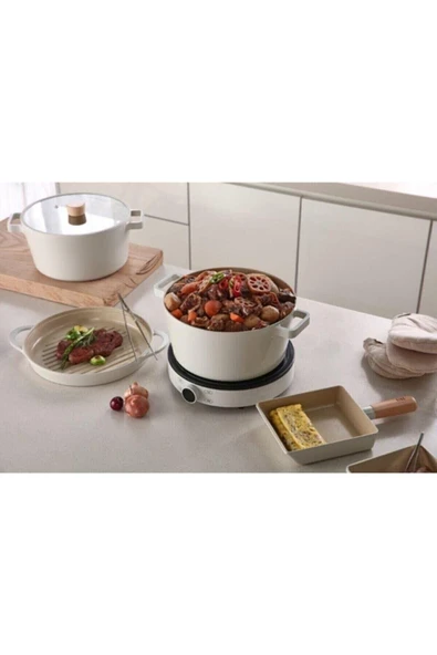 Fika Cam Kapaklı Alüminyum Döküm Derin Tencere 26 Cm D-neof226d - 4