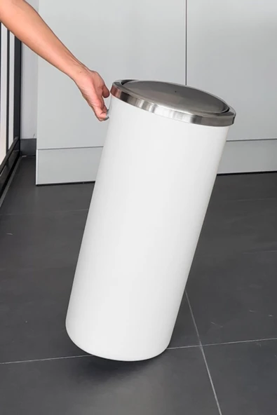 Lenox 35 Lt Döner Kapaklı Mutfak Banyo Ofis Çöp Kovası-Beyaz - 3