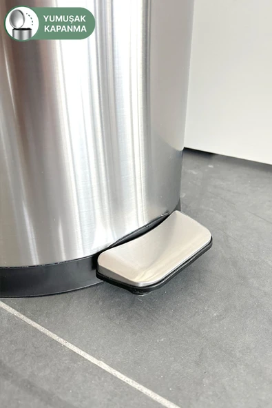 Bombe Kapaklı Çöp Kovası 30 LT Krom - İç Kısım Siyah - 6