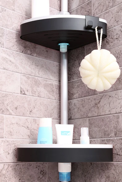 Venta Banyo Köşe Rafı Paslanmaz Aluminyum Borular - Siyah - Resim 3