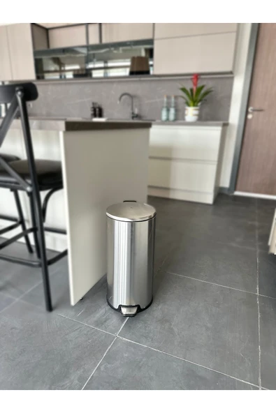 Cigo Pedallı Banyo Mutfak Ofis Çöp Kovası 20 Lt Paslanmaz Çelik - Resim 2
