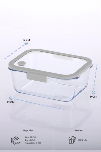 Fika Glace Gri Vakumlu 2 Parça Saklama Kabı 1900 ML - 2