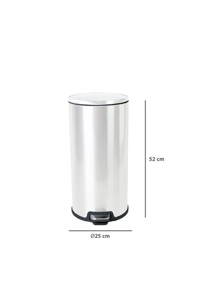 Cigo Pedallı Mutfak Banyo Çöp Kovası 20 Lt Beyaz-iç Kısım Siyah - Resim 8