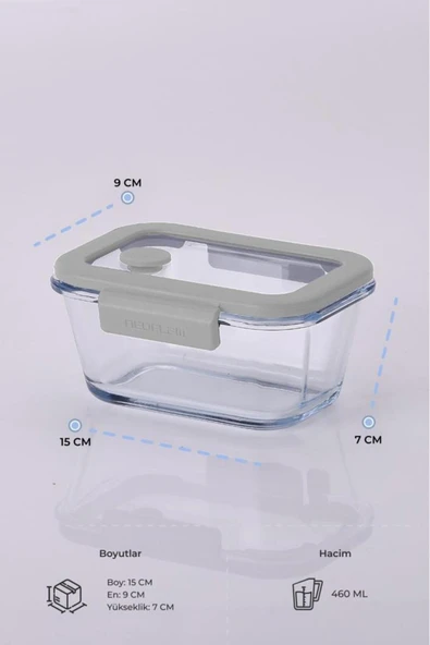 Fika Glace Gri Vakumlu 4 Parça Saklama Kabı 460 ML - 2