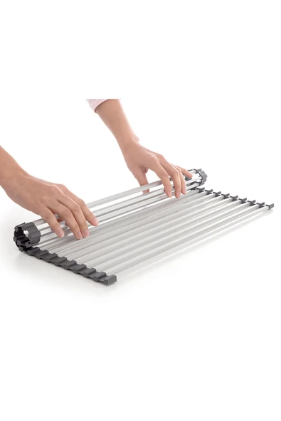 Lavabo Üstü Katlanabilen Nihale Bulaşıklık Paslanmaz Aluminyum - Gri - 6