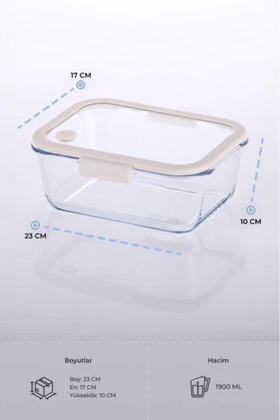 Fika Glace Bej Vakumlu 2 Parça Saklama Kabı 1900 ML - 2