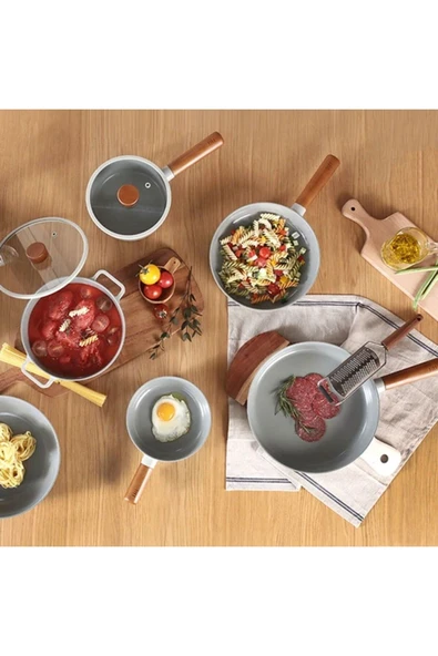 Fika Cam Kapaklı Alüminyum Döküm Derin Tencere 22 Cm Gri - 2