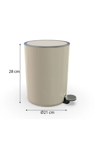Lenox 5 Lt Pedallı Banyo Mutfak Ofis Çöp Kovası - Bej - 8
