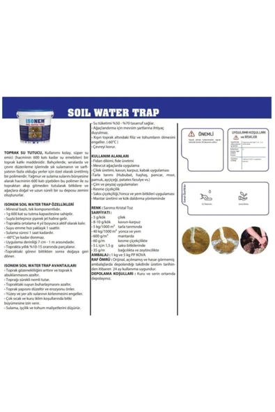 Soil Water Trap Toprak Emme Engelleyici Su Tutucu Toz 5 Kg - 3