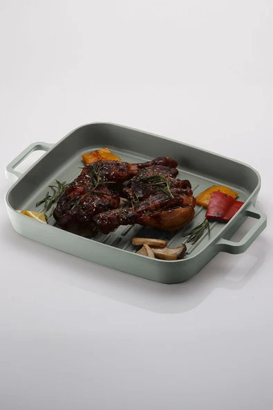 Fika Dikdörtgen Aluminyum Grill Tava 28Cm Gri