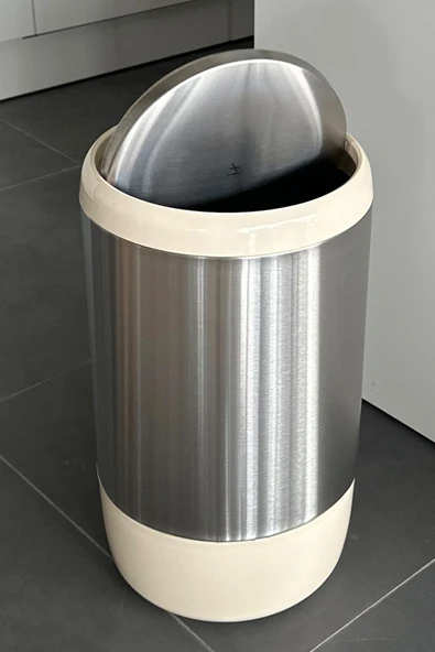 Lima 20 Lt Banyo Mutfak Ofis Çöp Kovası Iç Kovalı Bej - 6