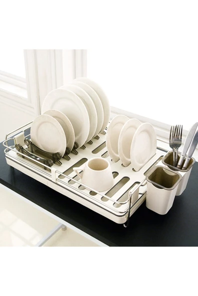 Primanova Candia Dekoratif Bej Bulaşıklık Tezgah Üzeri Bulaşık Sepeti - 3