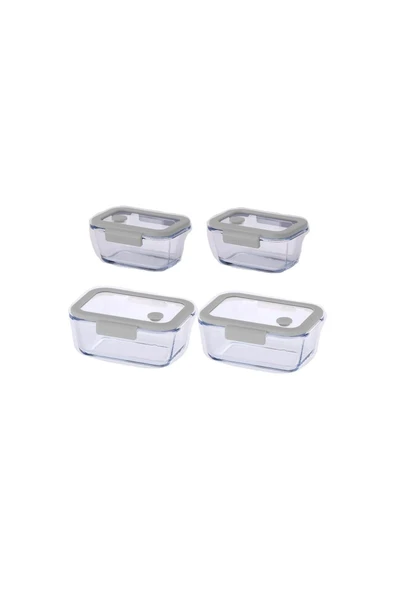 Fika Glace Gri Vakumlu 4 Parça Saklama Kabı 460 ml 800 ml