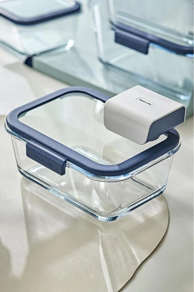 Fika Glace Vakumlu Cam Saklama Kabı Seti Mavi 5 Parça - 8