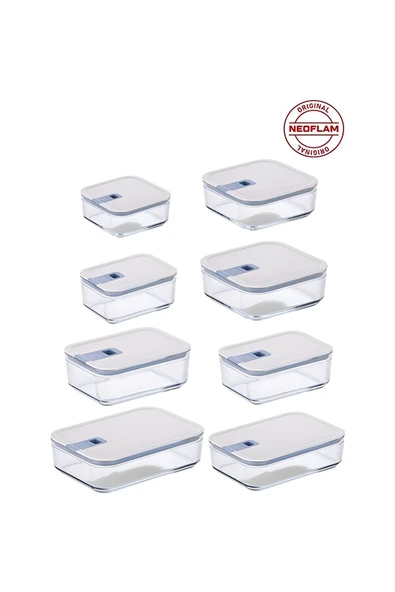 Perfect Seal 8 Parça Cam Saklama Kabı Bej