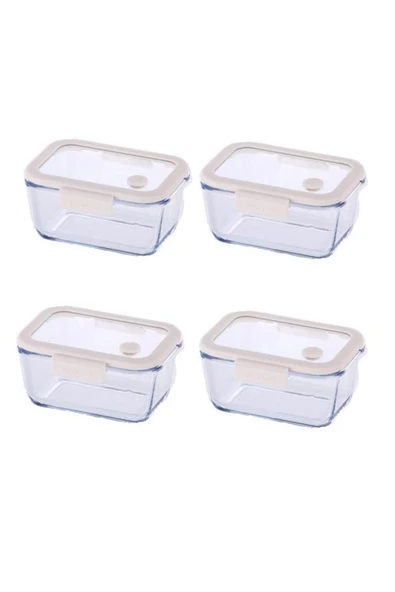 Fika Glace Bej Vakumlu 4 Parça Saklama Kabı 460 ML