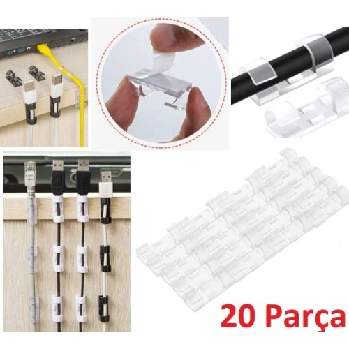 Kablo Sabitleyici Klips Seti 20 Adet ürün görseli