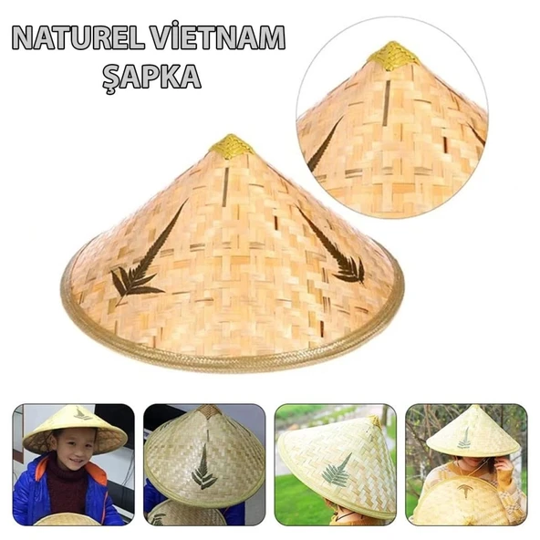 CEYLAN ADAM   Naturel Renk Cambodia Kamboçyalı Vietnam Şapkası PVC Hasır - 2