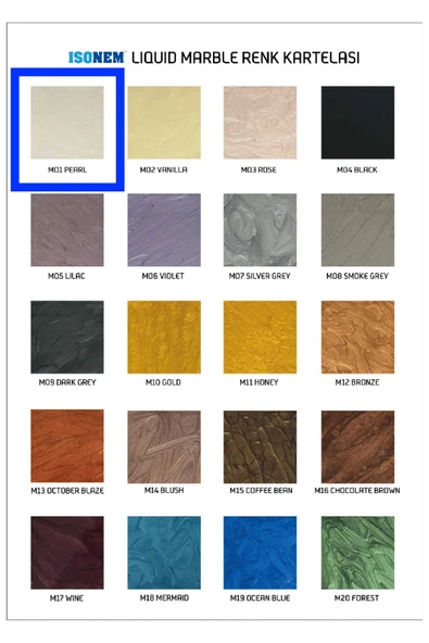 Liquid Marble ( Sıvı Mermer ) Mermer için sıvı kaplama Malzemesi 0.5 kg M01 PEARL İnci - Resim 2