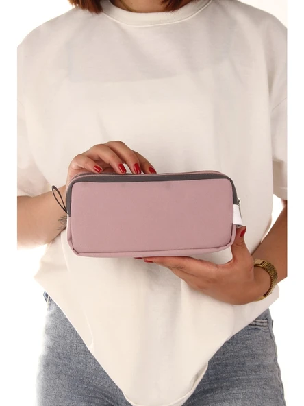 Relaxion Gül Kurusu İki Gözlü Krinkıl Kumaş Kalem Çantası Kalemlik (173) - Resim 3