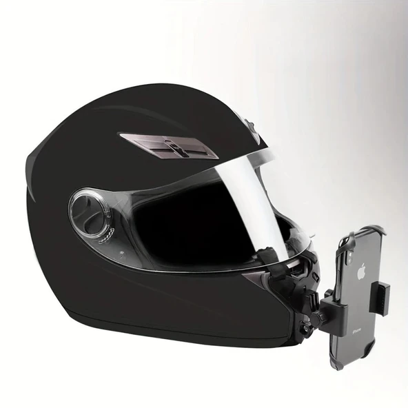 Motorsiklet Kask Önü Takılan Telefon Tutucu Aksiyon Kamerası Takılabilen Aparat - Resim 5